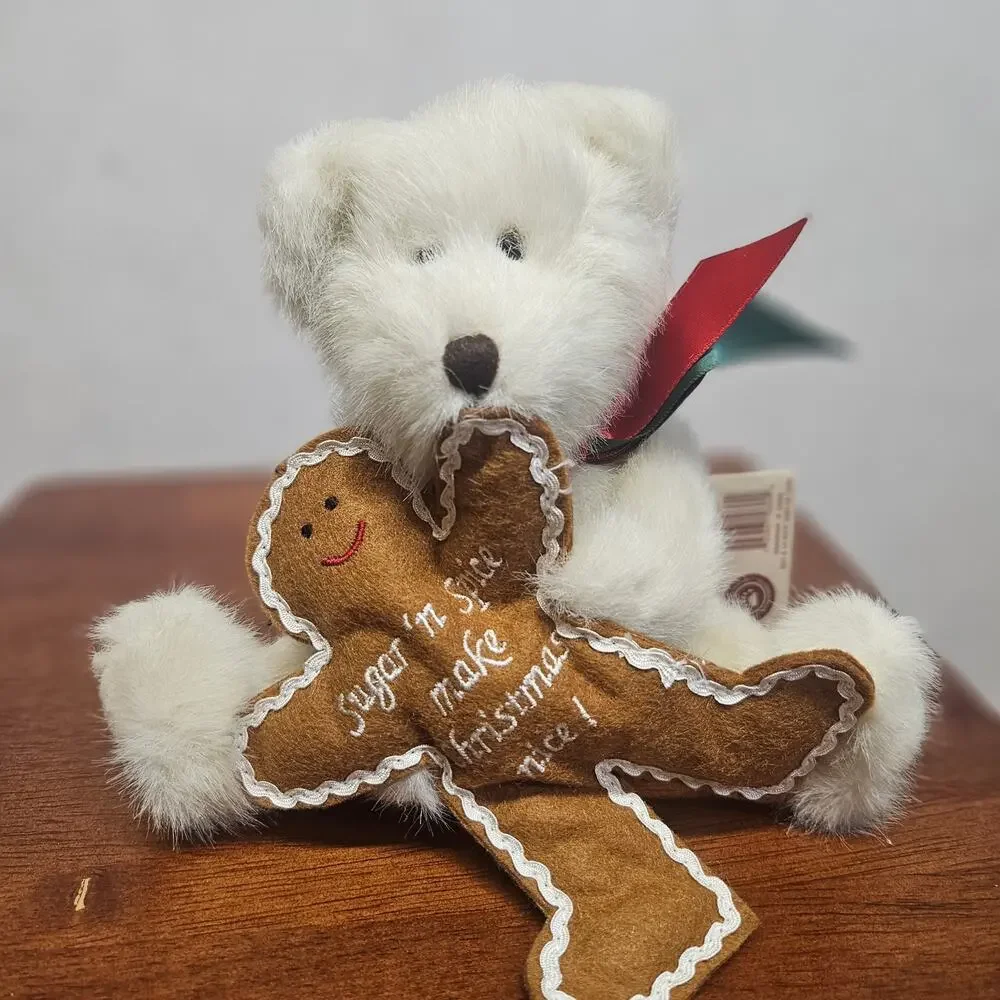 NWT Vintage Boyds Bear Gingerbread Plush Ginger White Jointed Christmas Teddy 8